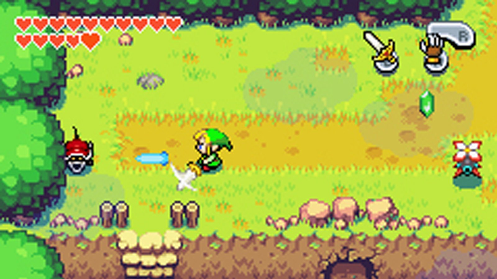 Best Zelda games: Minish Cap screenshot shows Link fighting a Spiny Beetle enemy