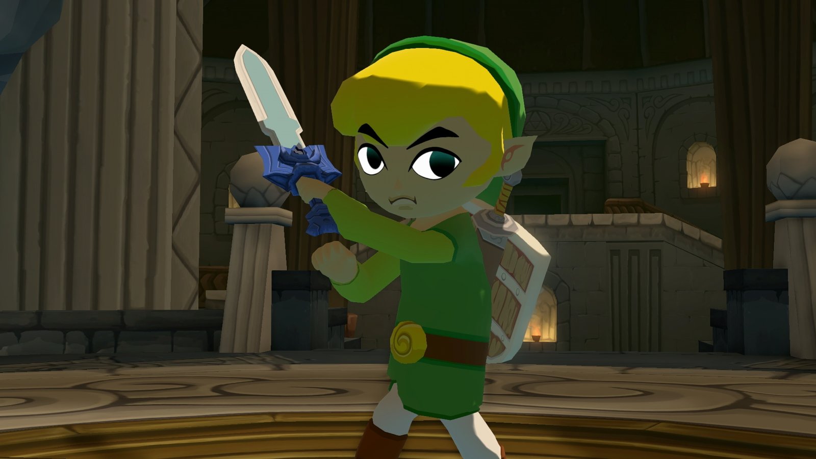 Best Zelda games: The Legend of Zelda: Wind Waker screenshot shows Link raising his sword