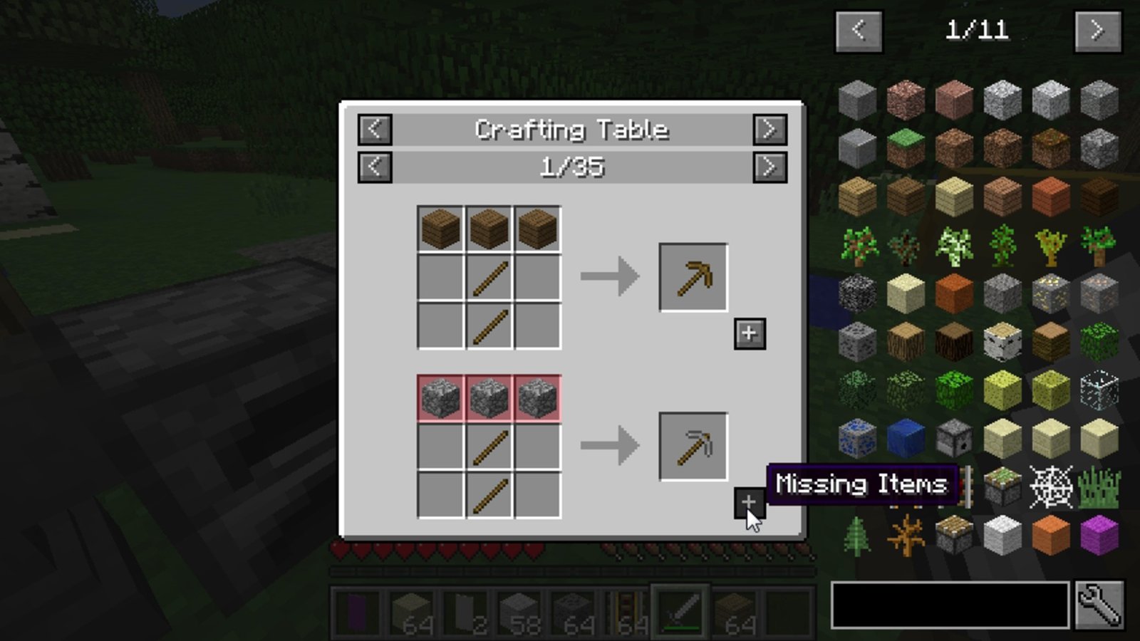 A screenshot showing a large inventory management screen with the JEI Minecraft mod installed.