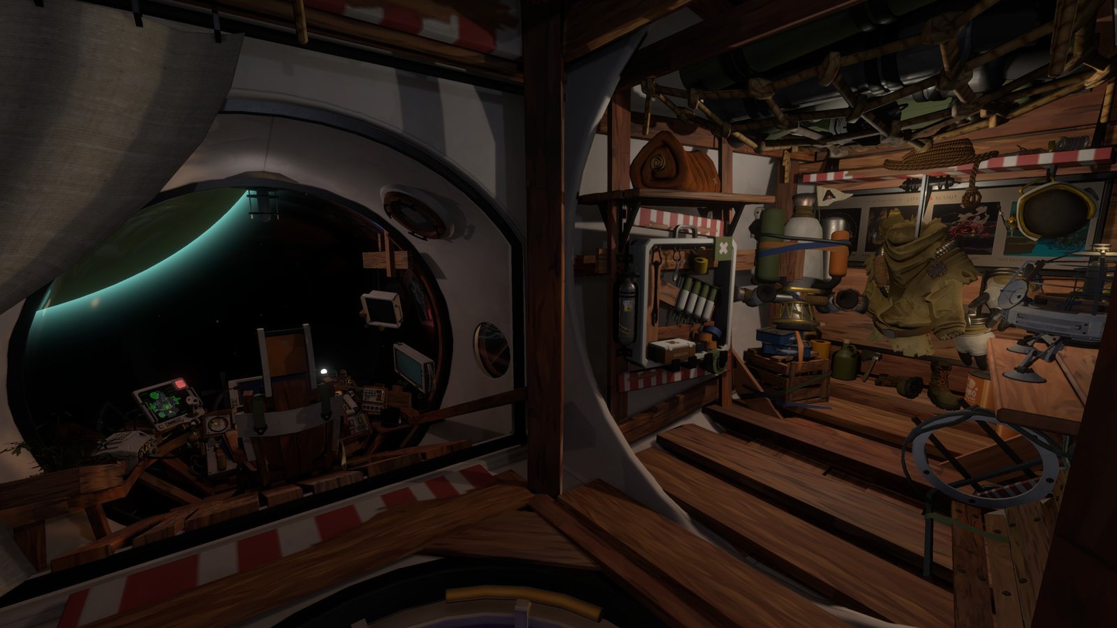 A screenshot of a space ship during one of the best space games, Outer Wilds.