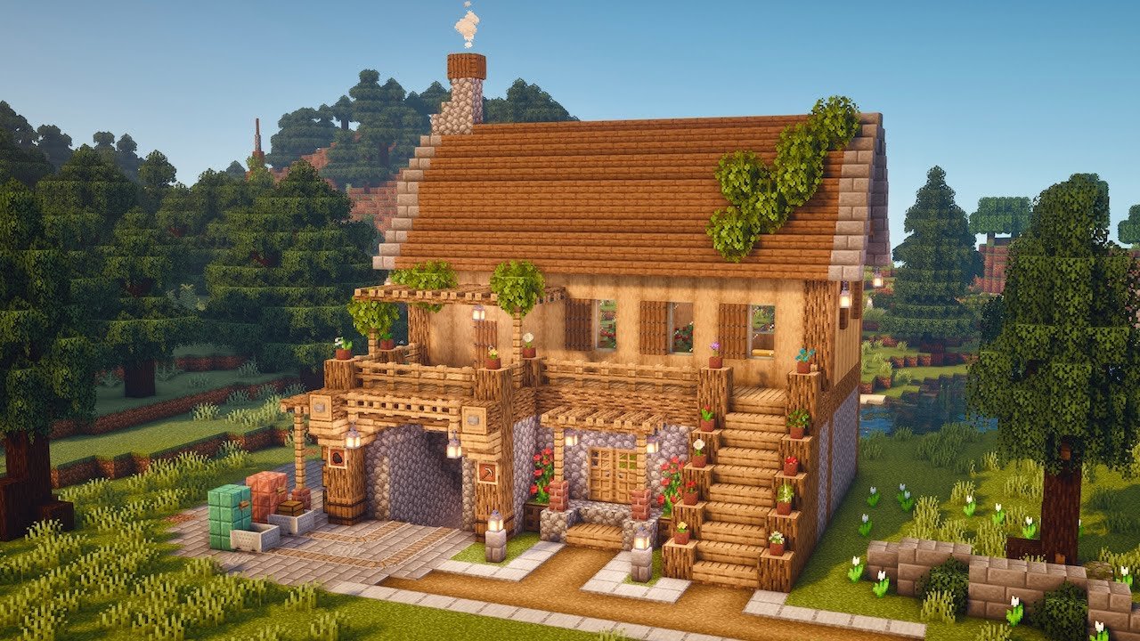 Minecraft | How to Build a Starter House with Mine Entrance | Tutorial - YouTube