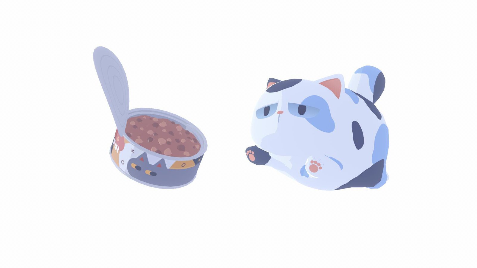 A fat cat jumping towards an open can of cat food in the upcoming Switch 2 game, D-topia