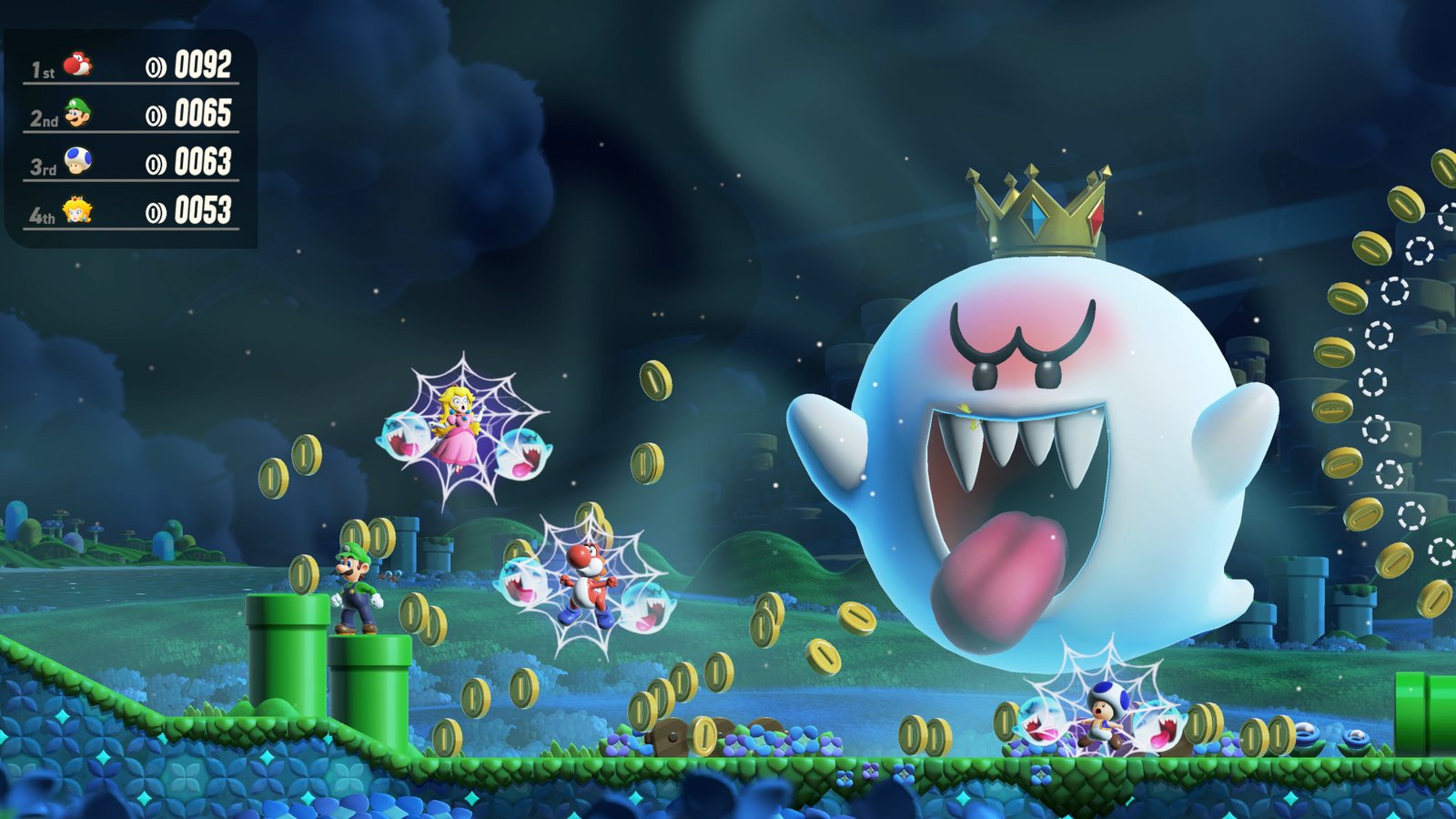 King Boo traps players in webs in Super Mario Bros Wonder for Switch 2