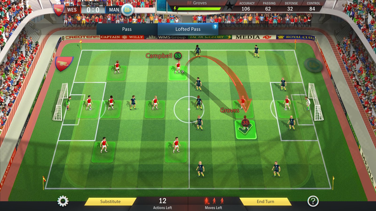 A screenshot of Football Tactics & Glory, one of the best football games.