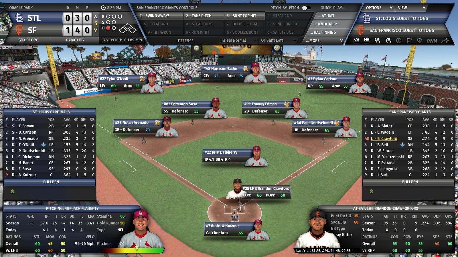 A screenshot of Out Of The Park Baseball 2023, one of the best sports games.
