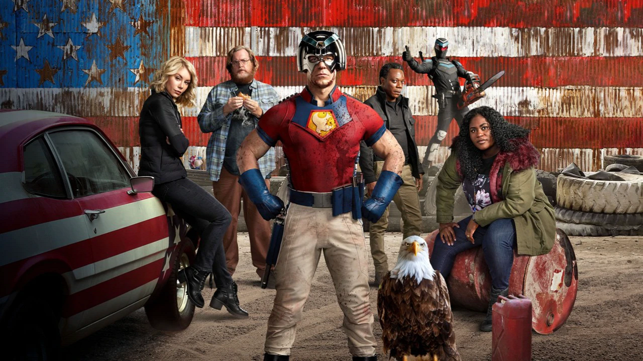 A screenshot of the poster for the HBO Max series Peacemaker.