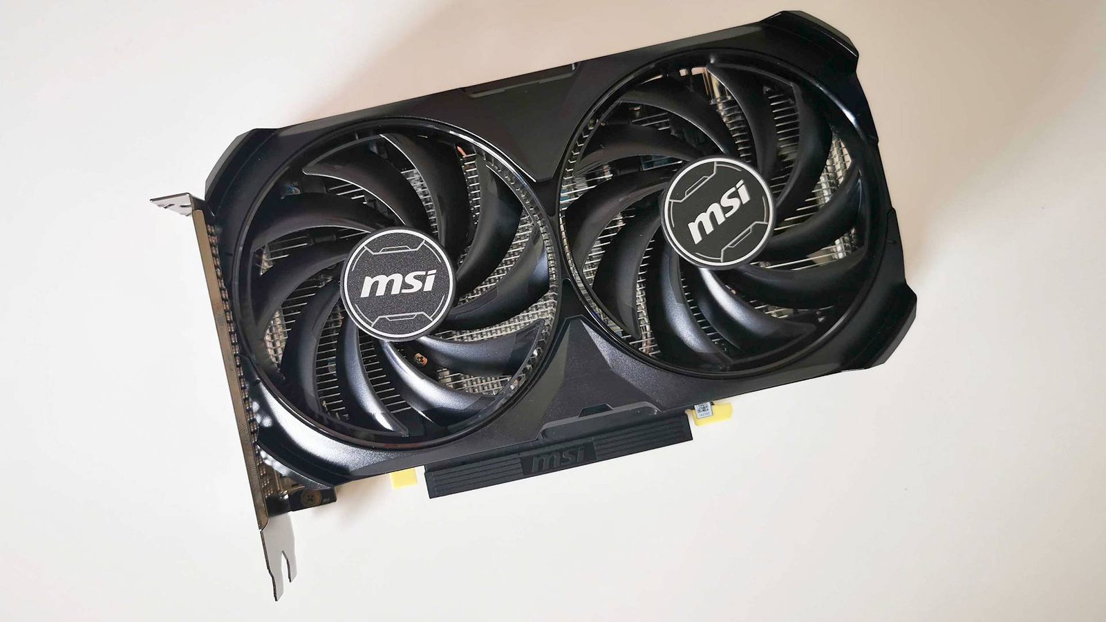 MSI RTX 4060 sitting on white surface
