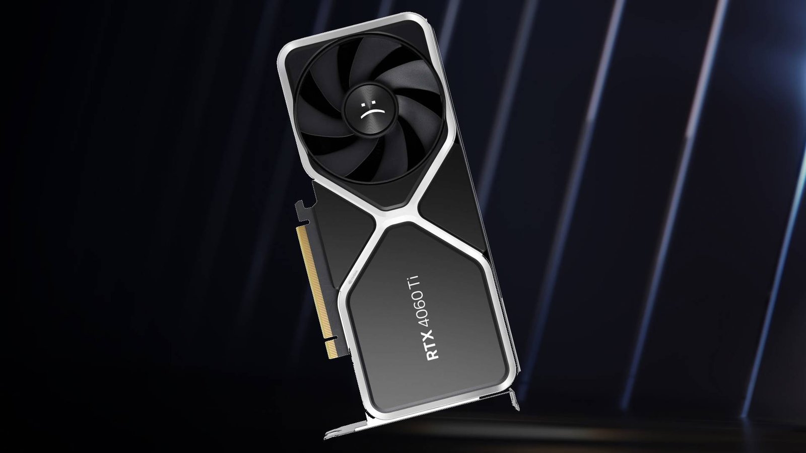 Nvidia RTX 4060 Ti graphics card with sad face
