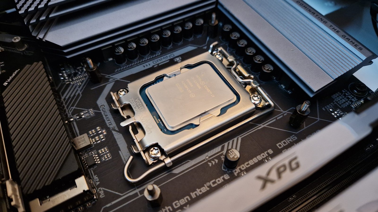 Intel Core i7-13700K seated on a motherboard