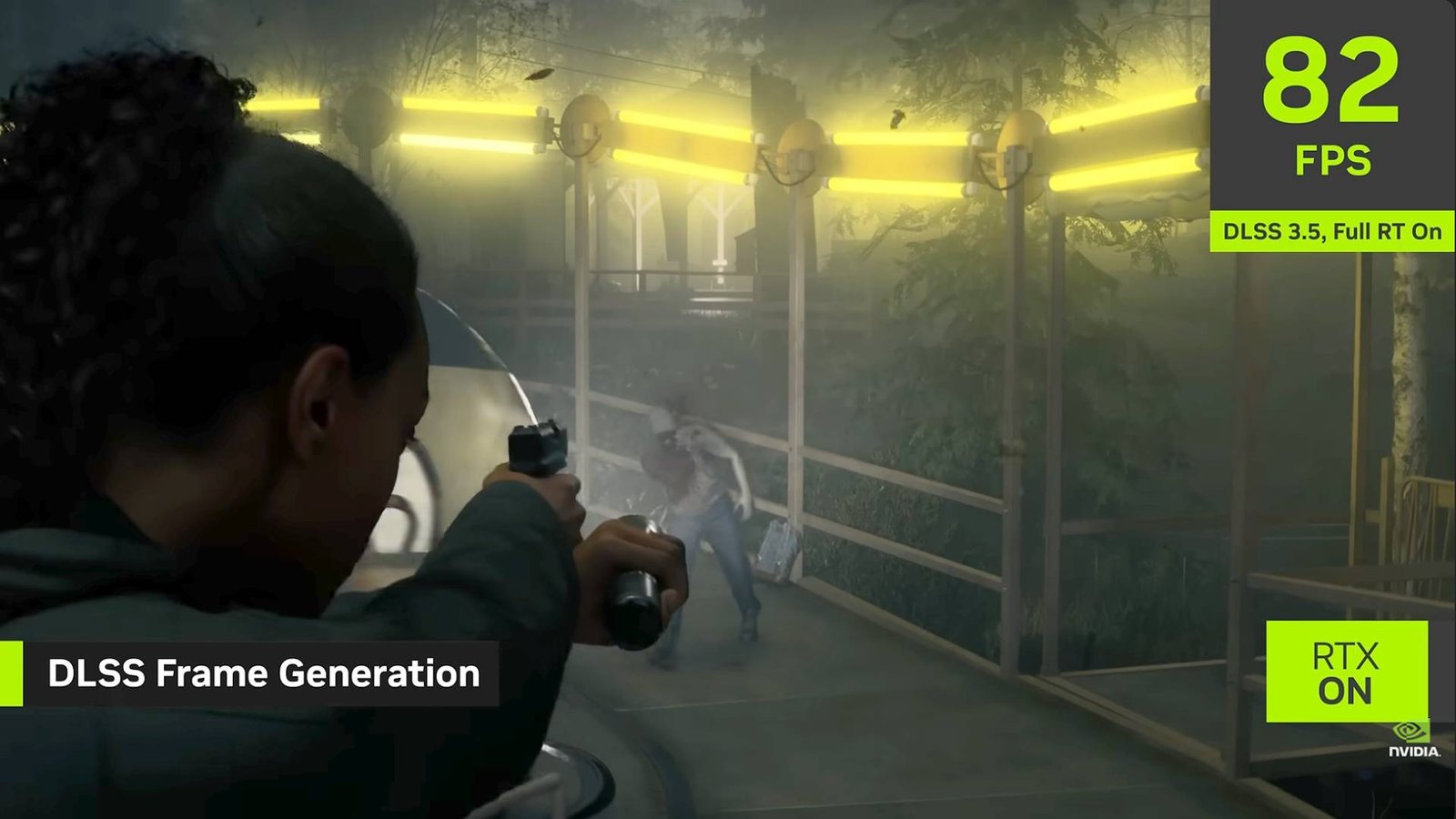 Nvidia Frame Generation example with fps on right hand corner