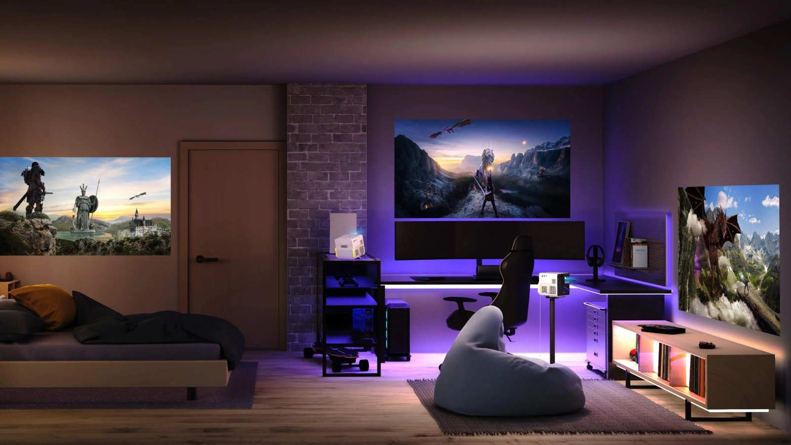 BenQ X300G projectors set up in room showing different placements and uses