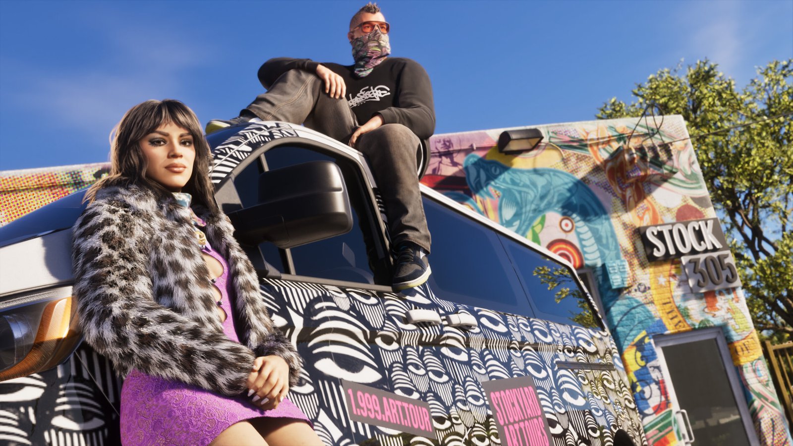 A Bravado Youga van or similar advertising the Stock 305 streetwear business in GTA 6