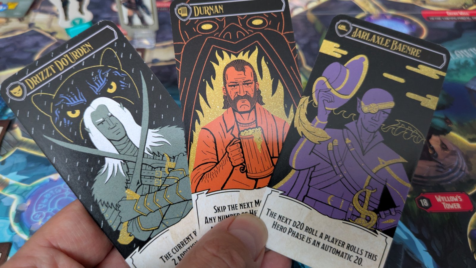 Horrified: Dungeons & Dragons cards being held up by a hand