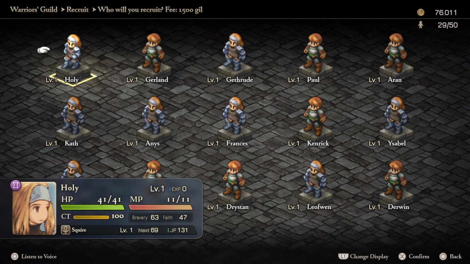 Looking at the possible party members in Final Fantasy Tactics: The Ivalice Chronicles