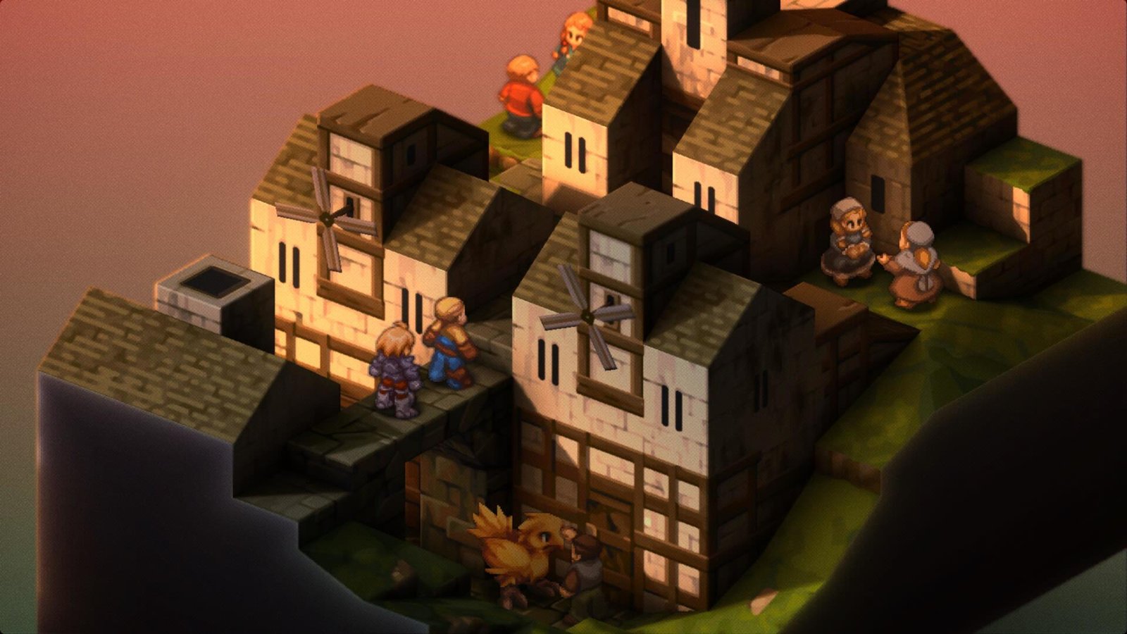 Almost diorama like, a group of houses in Final Fantasy Tactics: The Ivalice Chronicles