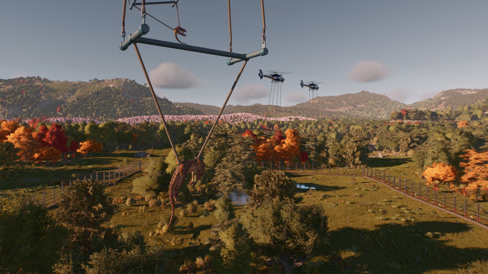 Using the airlift on a dino in Jurassic World Evolution 3