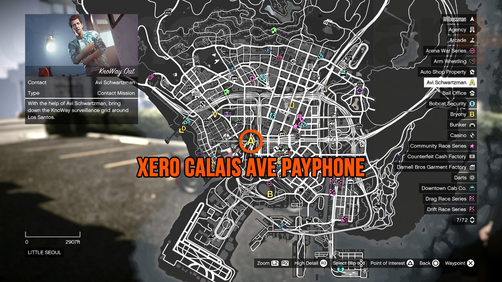 GTA Online KnoWay Out Xero Calais Ave Payphone location map