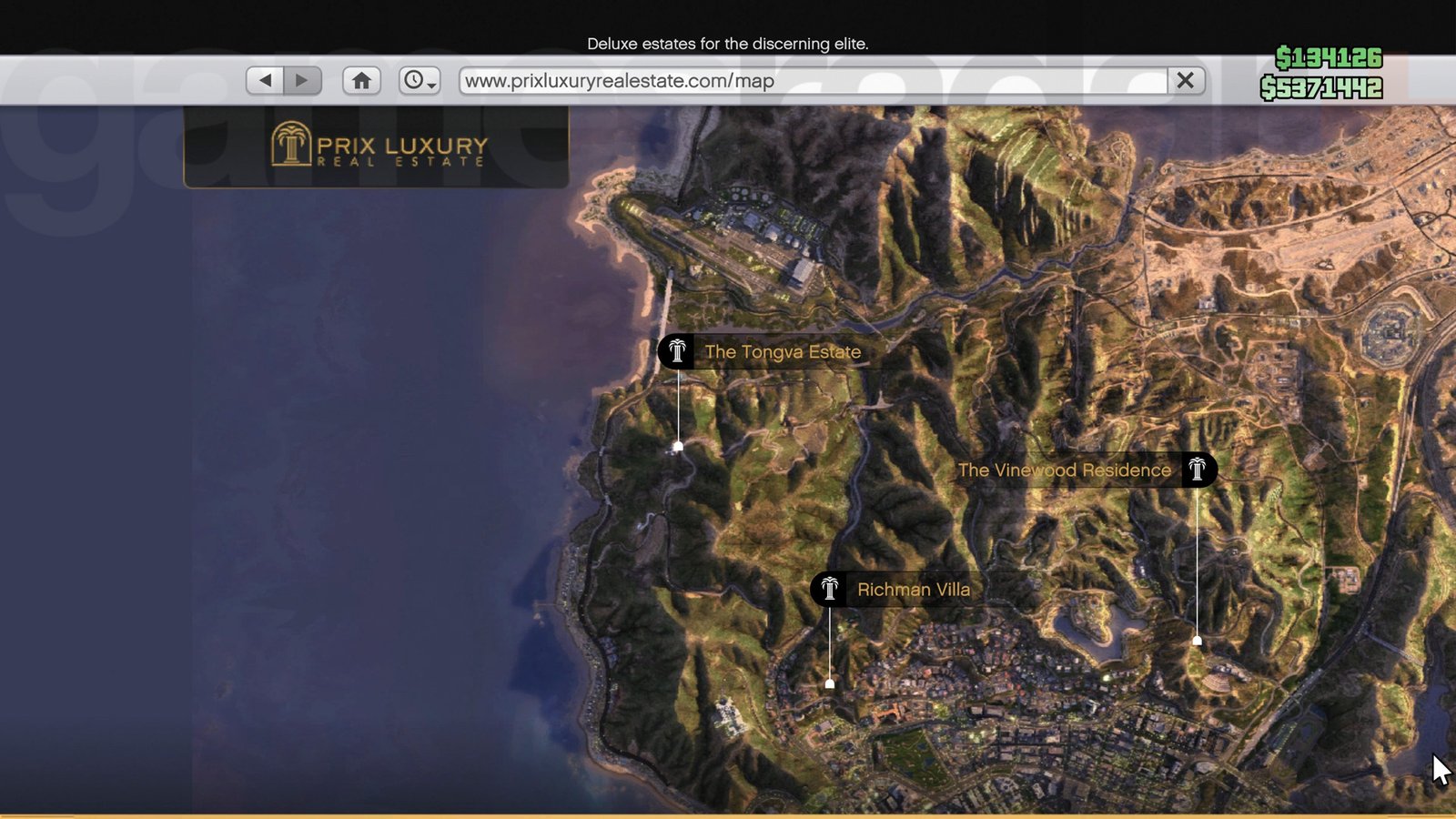 Buying GTA Online Mansions through the Prix Luxury Real Estate Website