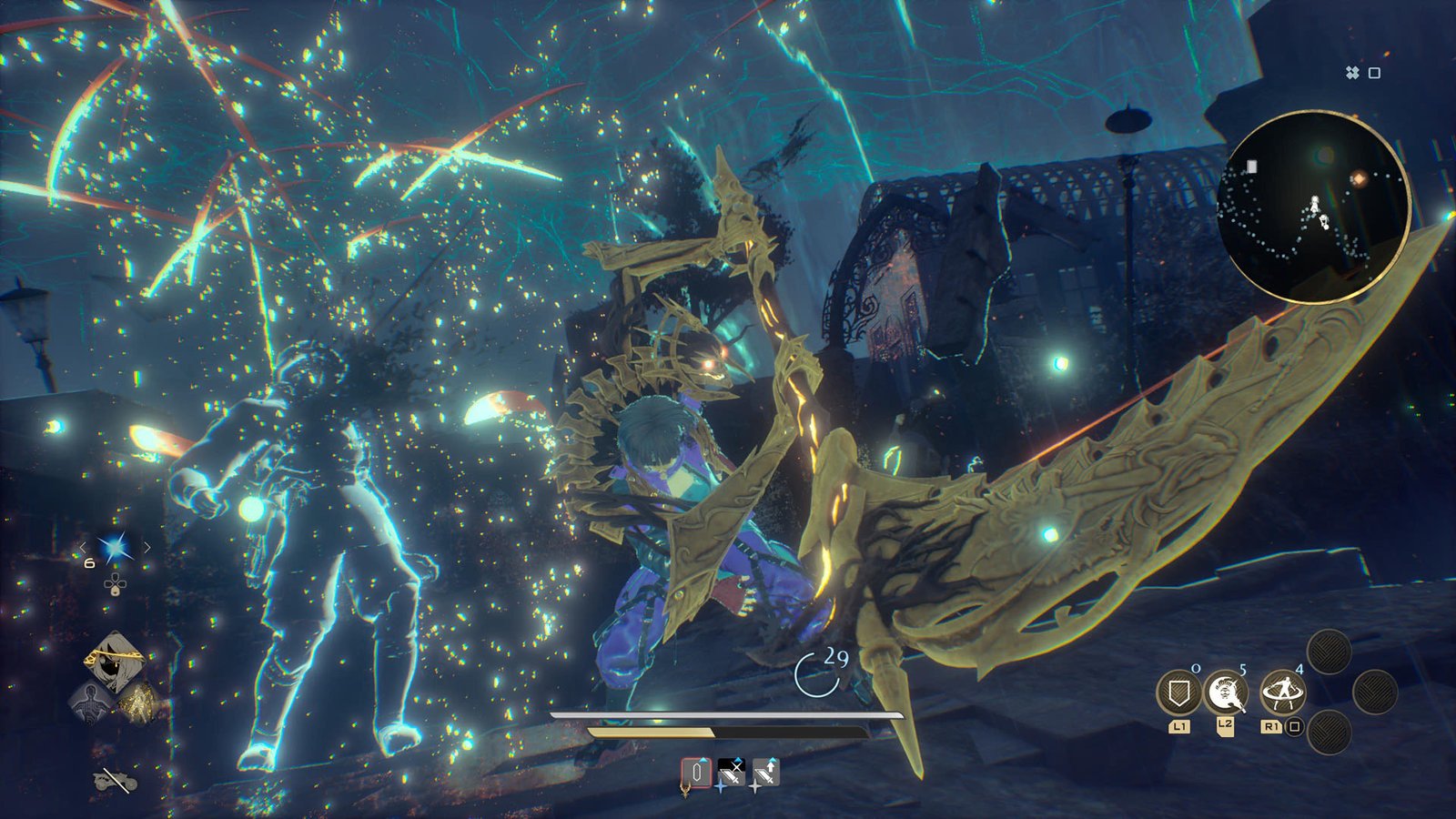 The player finishes off an enemy with a scythe attack in Code Vein 2