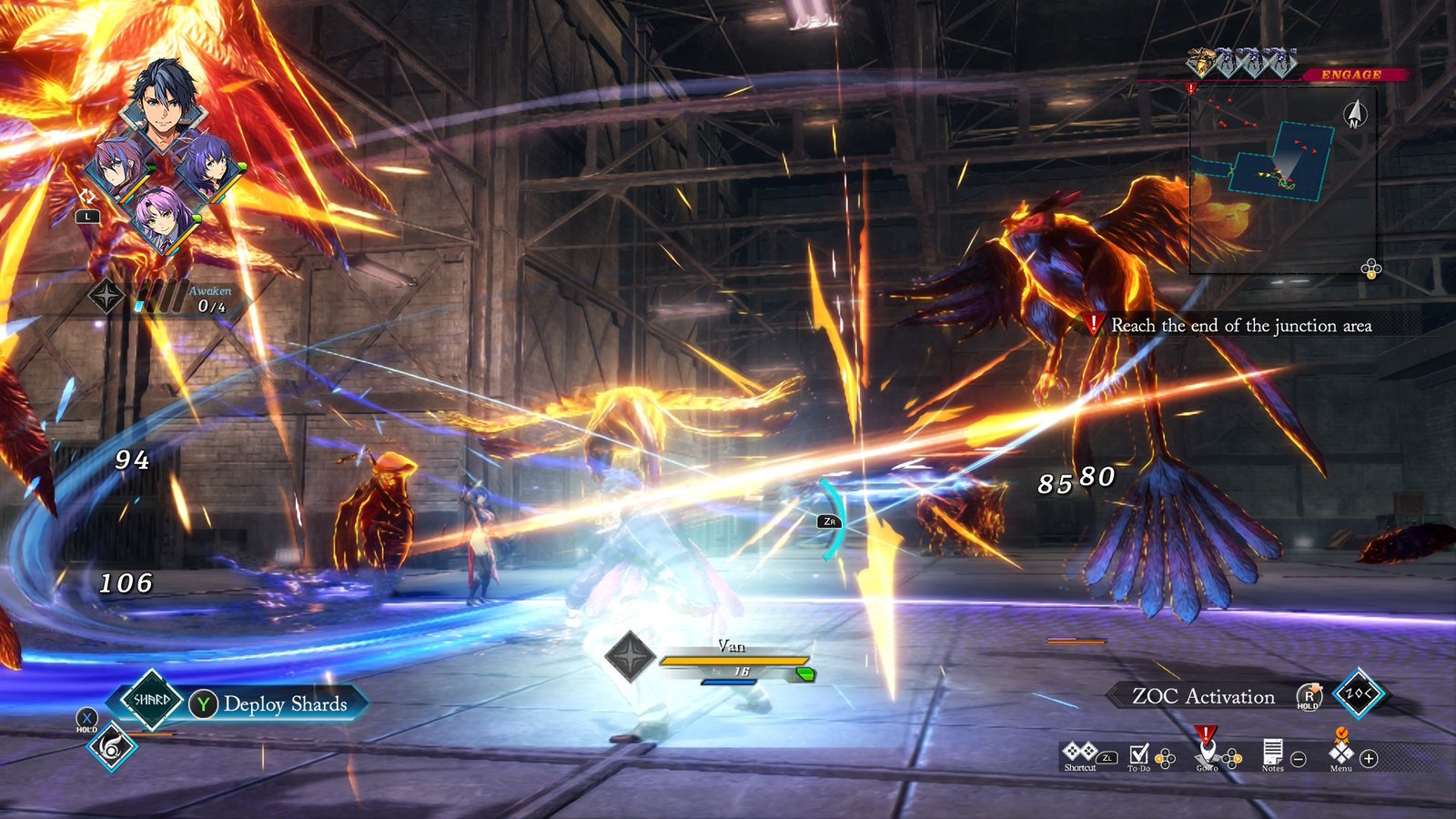 Van strikes multiple flying enemies around him in Trails Beyond the Horizon