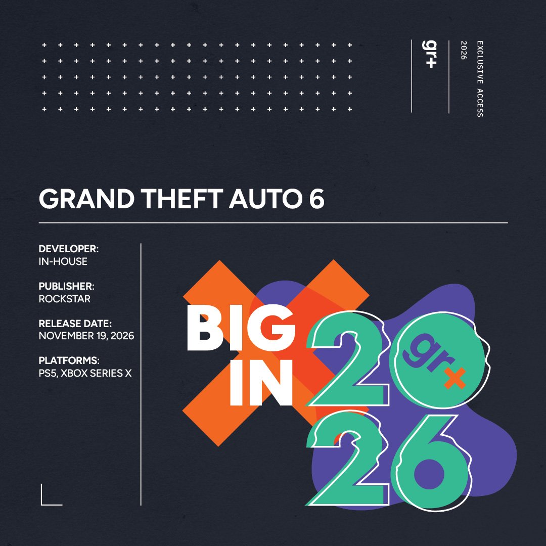 The GamesRadar+ Big in 2026 branded key info box for GTA 6: Developer and Publisher: Rockstar; Release Date: November 19, 2026; Platforms: PS5, Xbox Series X
