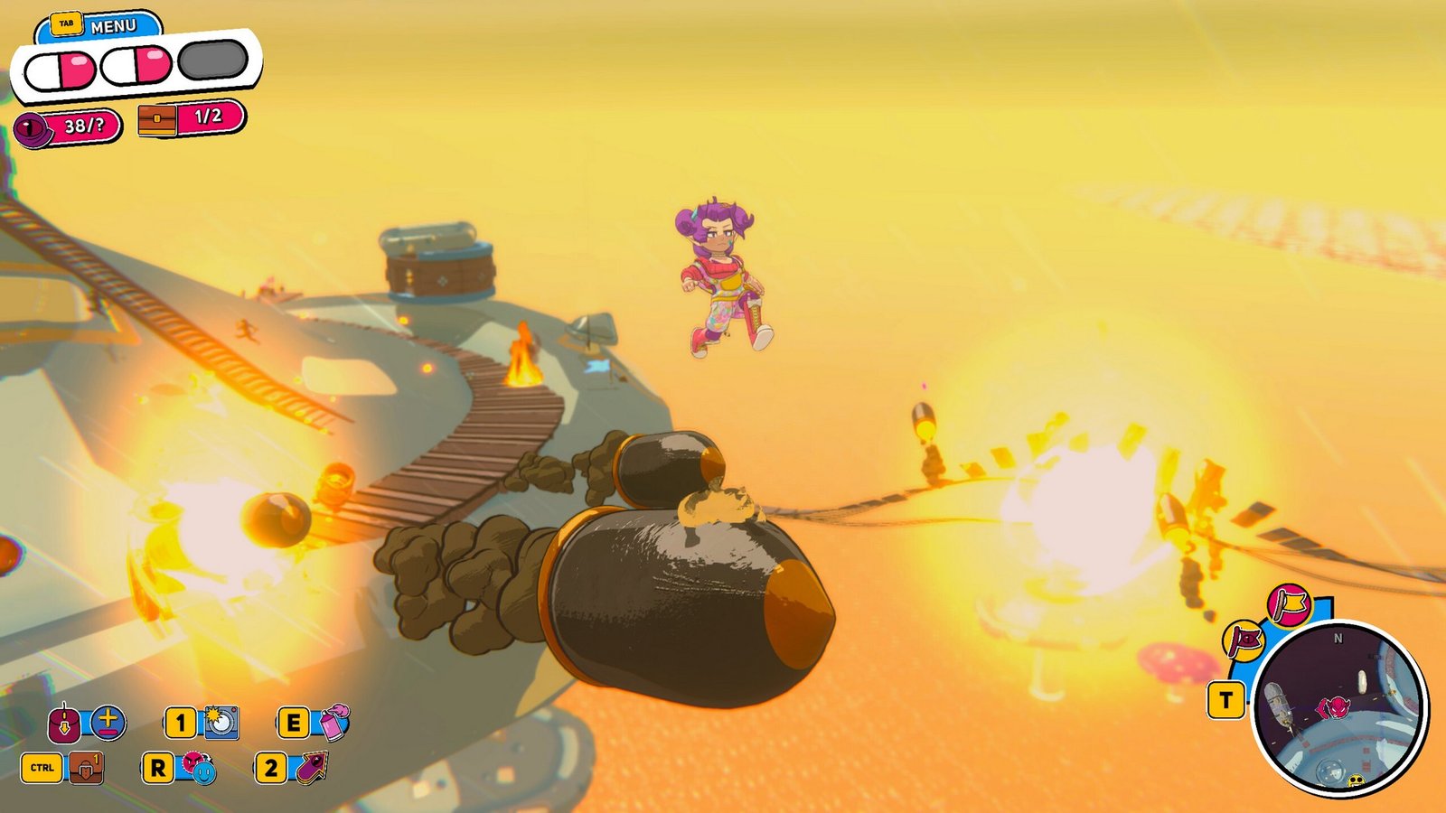 Beebz use a missile as a platform to jump from in Demon Tides