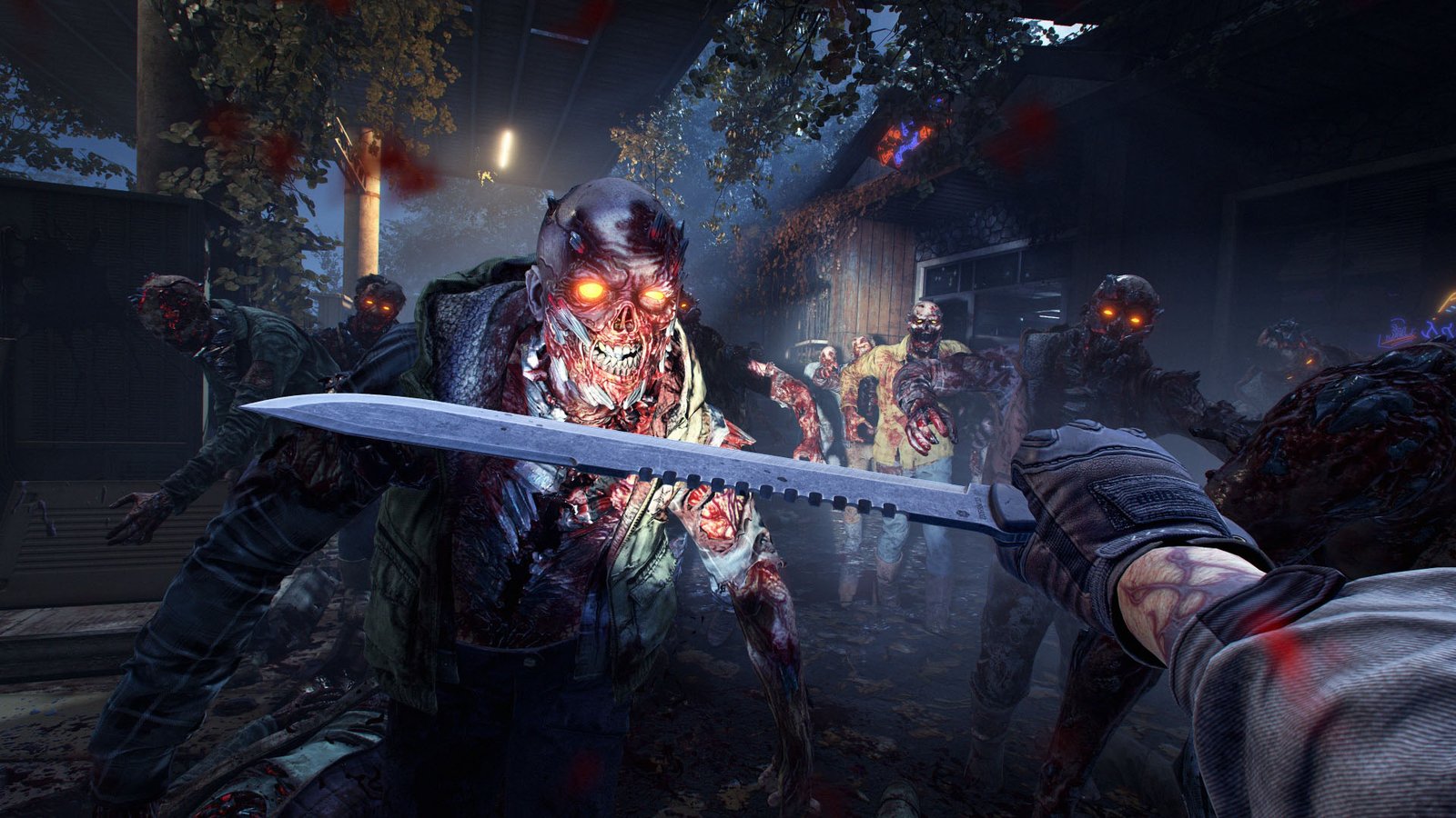 Machete attacking a zombie in John Carpenter's Toxic Commando