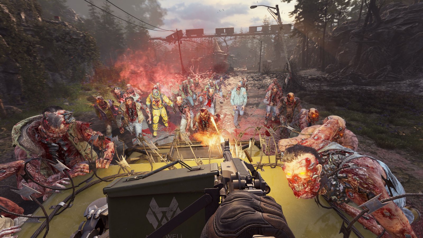 Manning the truck's gun turret as zombies swarm in John Carpenter's Toxic Commando