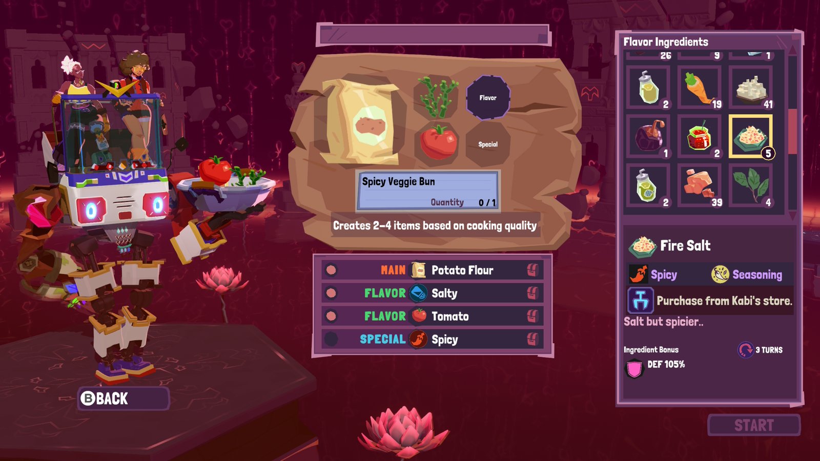 The ingredients menu in Dosa Divas as the trio prepares to cook a dish