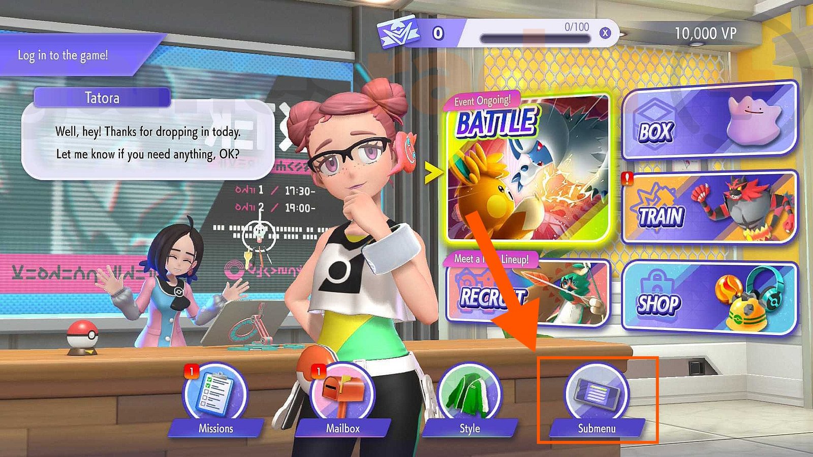 The menu screen from which you can redeem Pokemon Champions Mystery Gift codes.