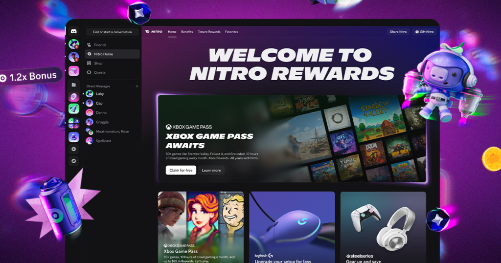 Discord lance Nitro Rewards : Xbox Game Pass inclus