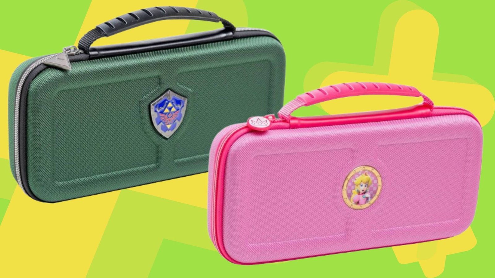 Image of a Legend of Zelda and Princess Peach RDS Industries Inc Switch 2 case on a green GamesRadar+ background.