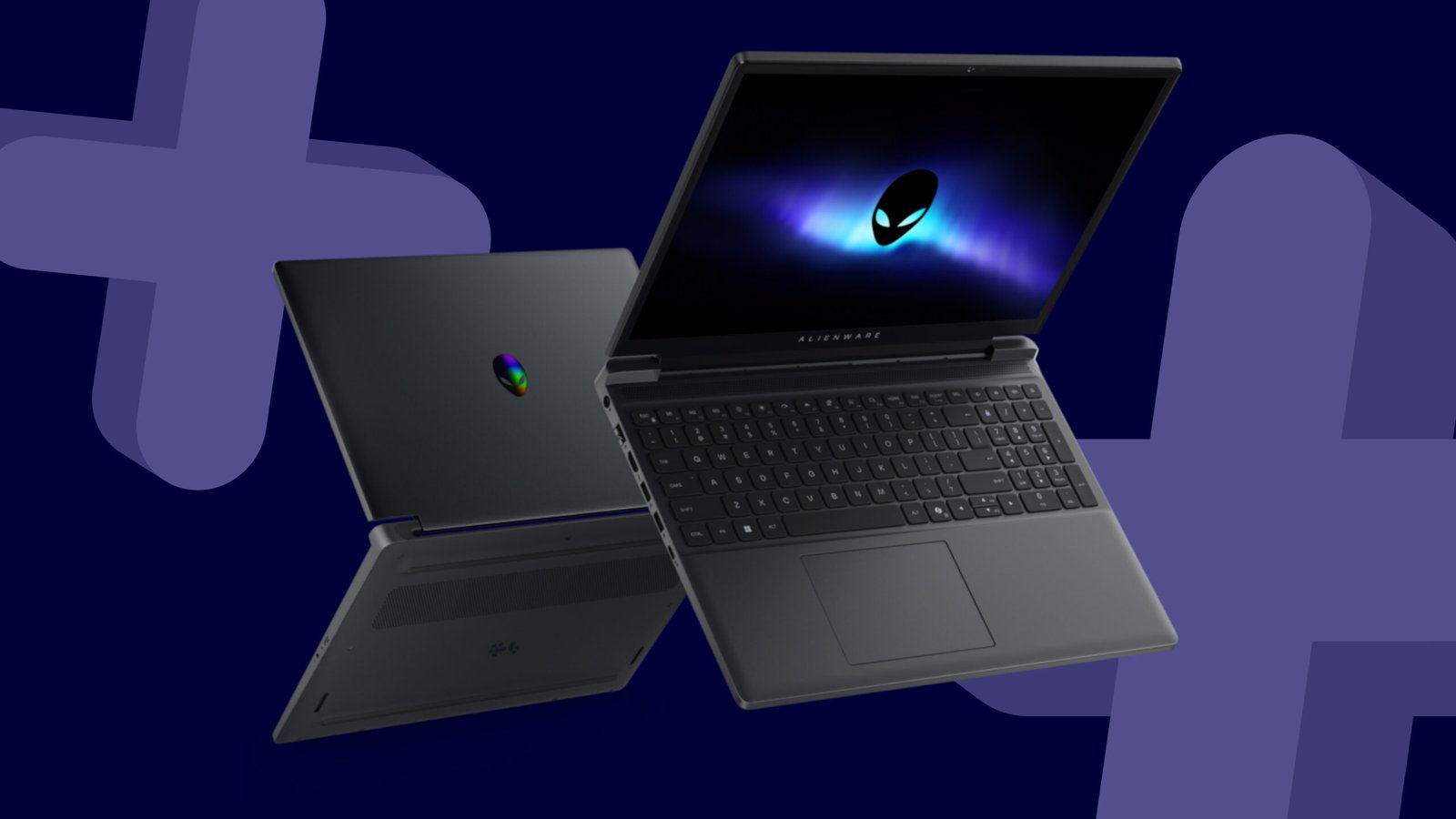 Alienware 15 gaming laptop on a dark blue background