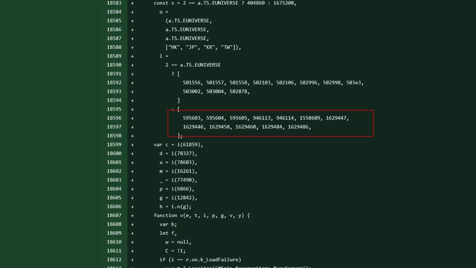 Steam Machine reservation page JavaScript with red box highlighting product codes.