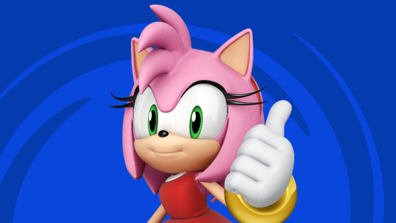 Amy Rose gives a thumbs up
