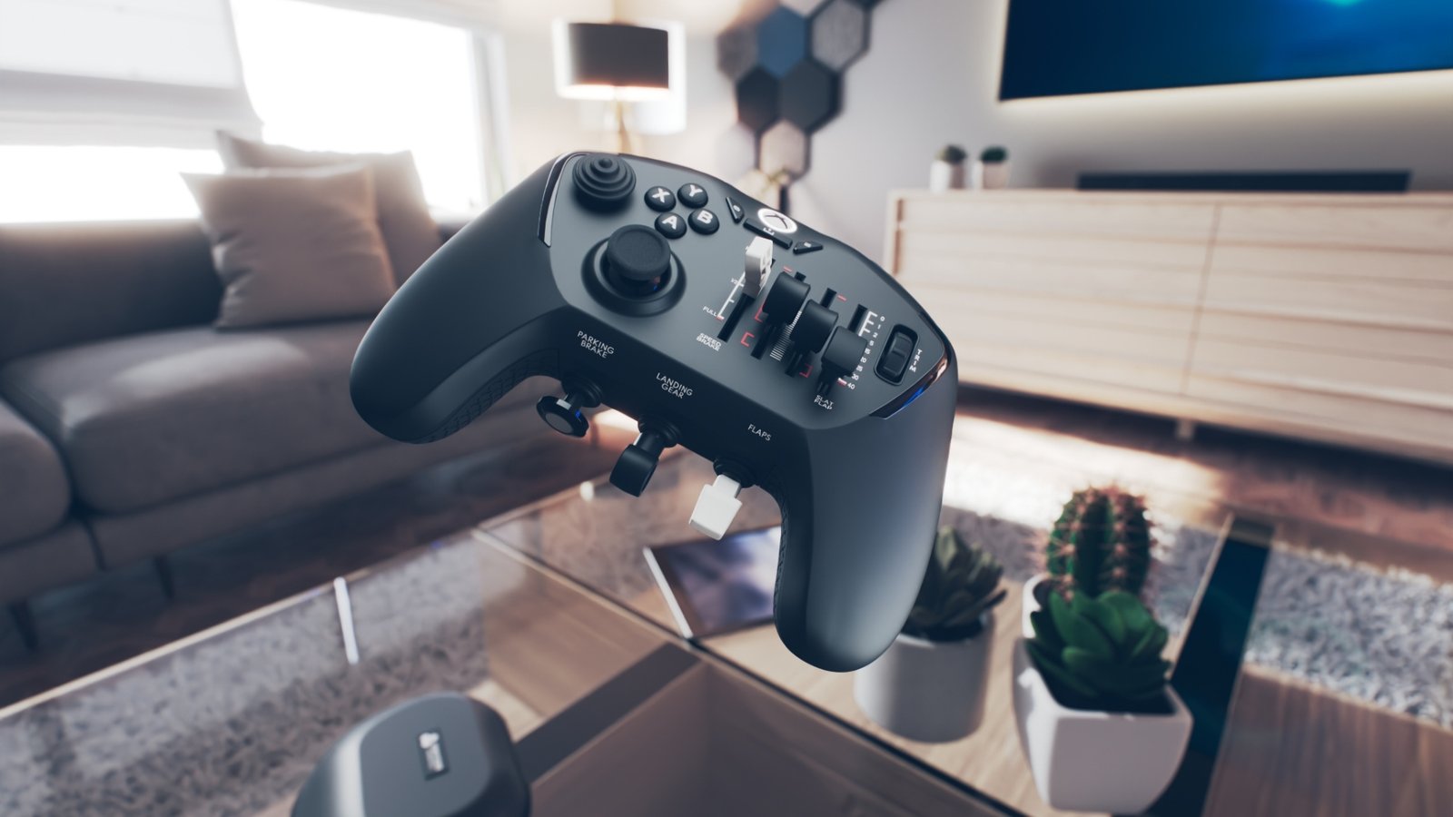 The Honeycomb Echo Aviation XPC controller in a reveal image