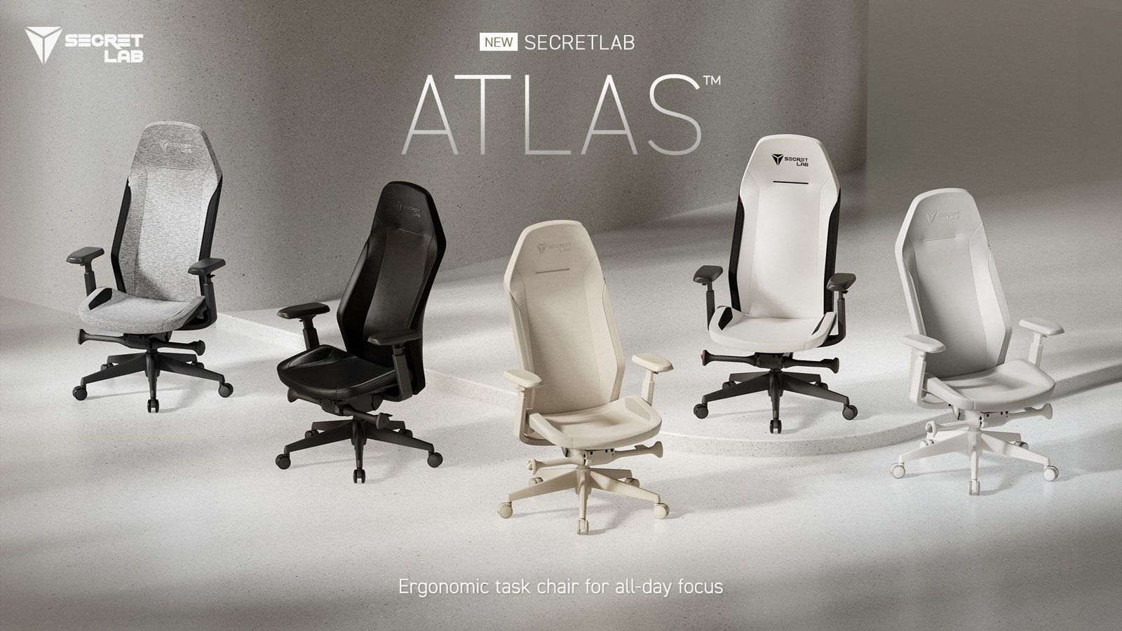The Secretlab Atlas collection in a marketing image