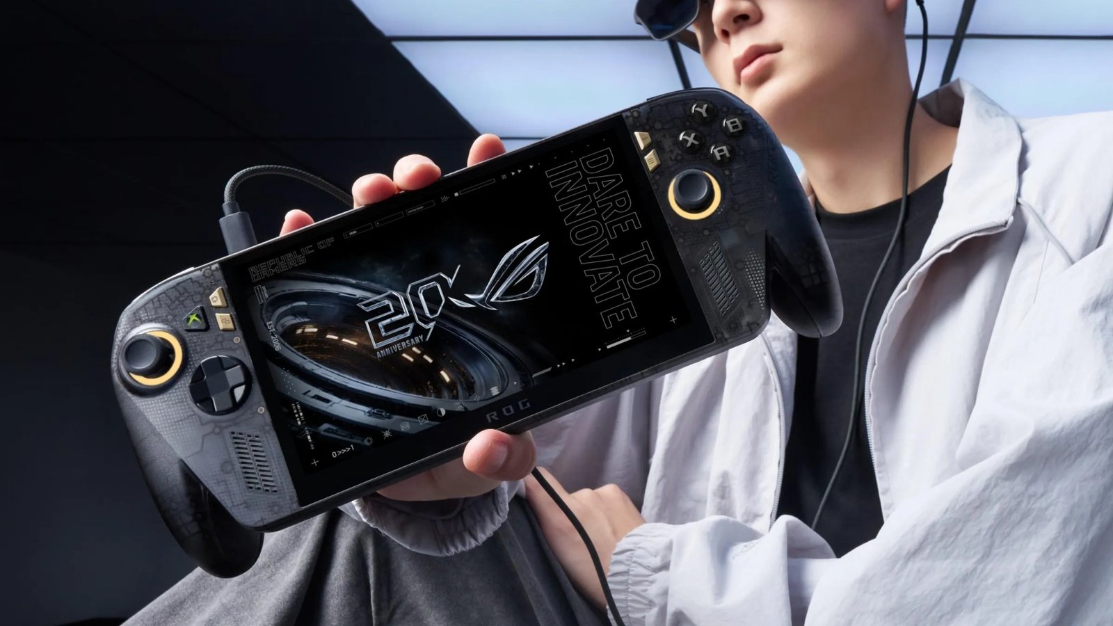 Xbox ROG Ally X20 handheld being held in the hand