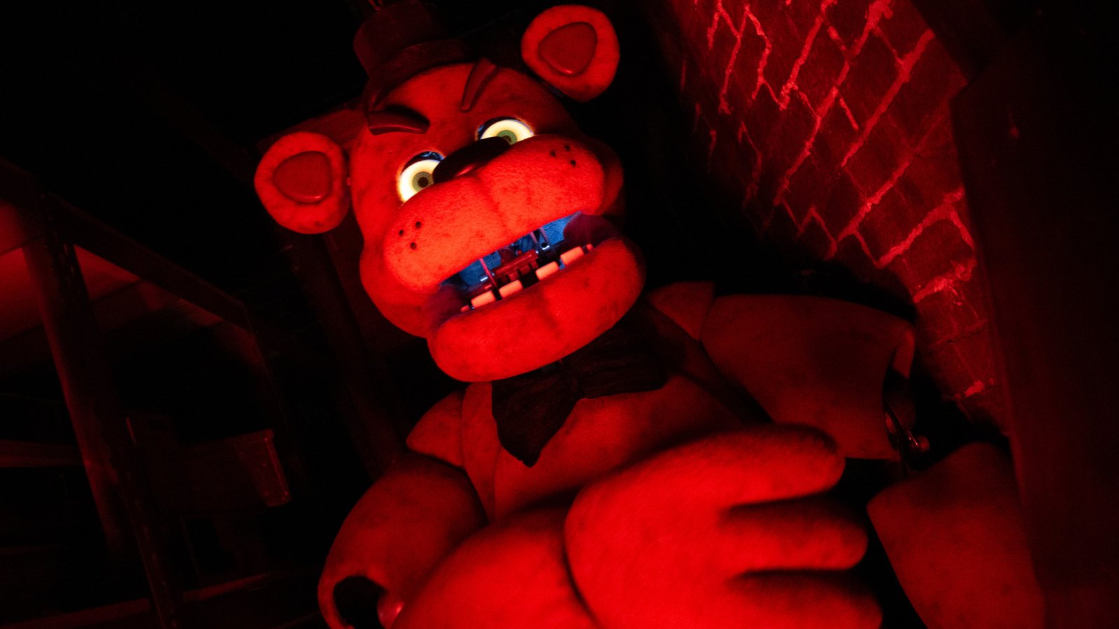A close-up of Freddy Fazbear during the Five Night's at Freddy's Universal Haunted house.