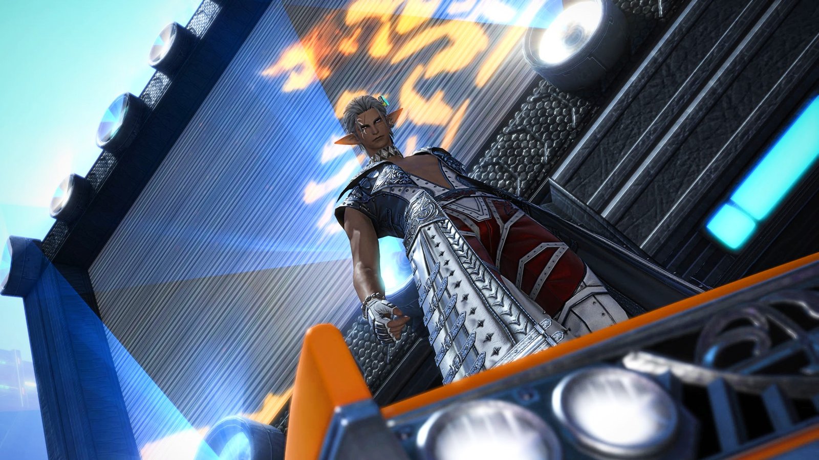 A Final Fantasy 14 boss towers above you in a wrestling arena