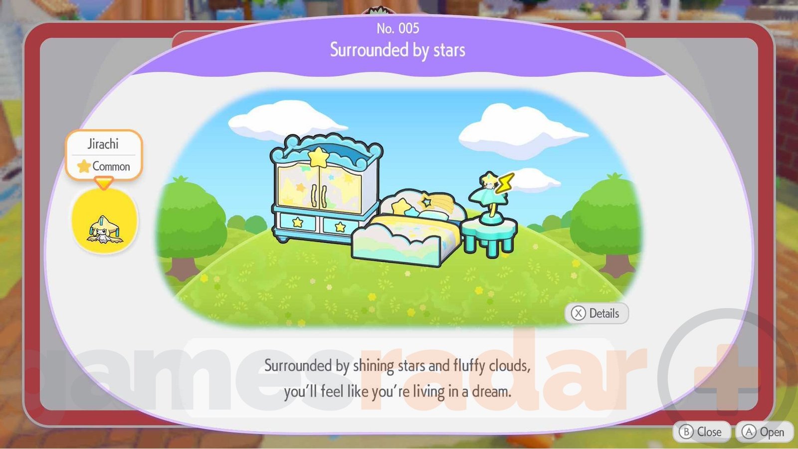 The Pokopia Jirachi habitat, available during a Limited Time event.