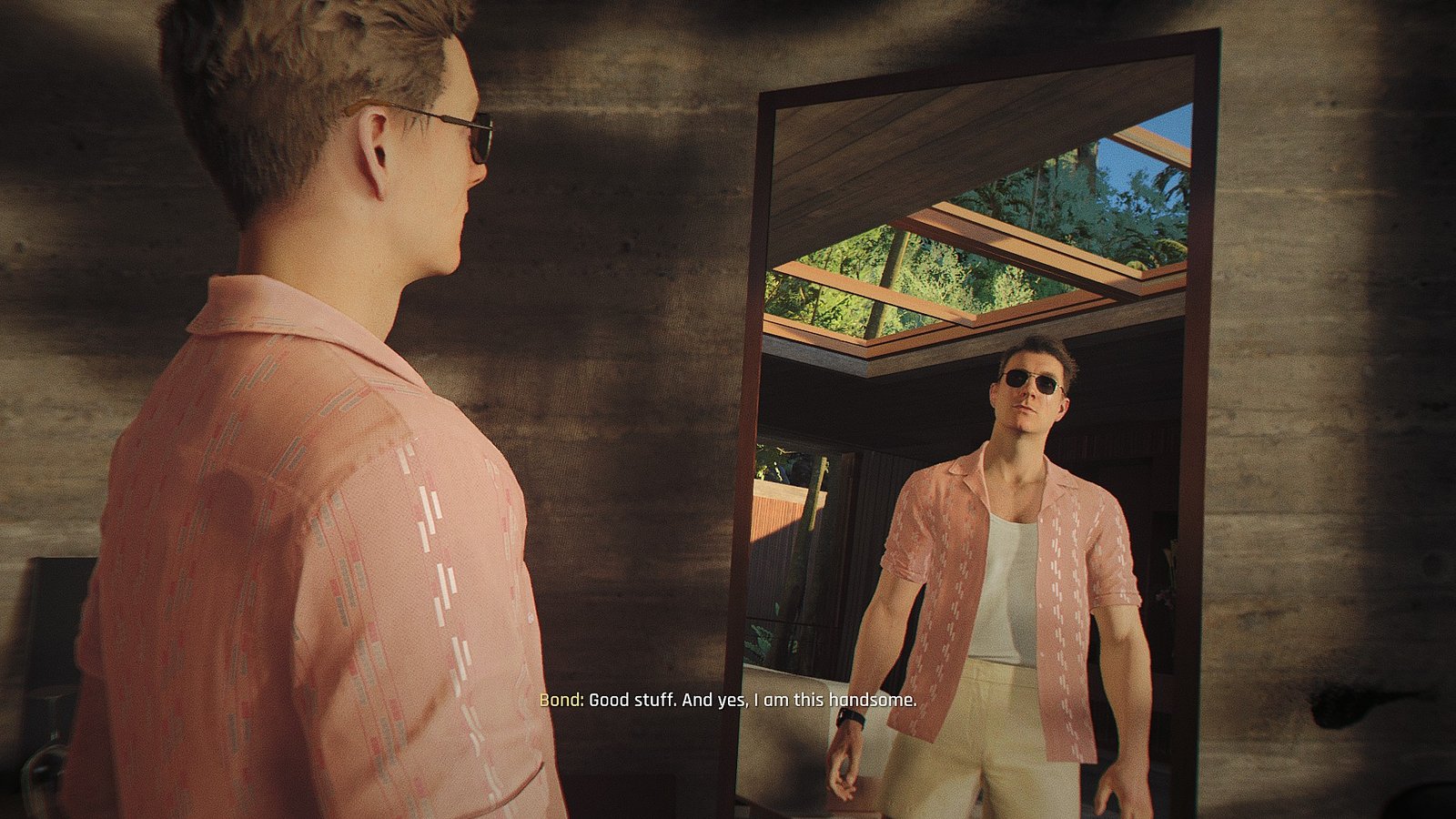 007 First Light screenshot of James admiring himself in a mirror in Vietnam