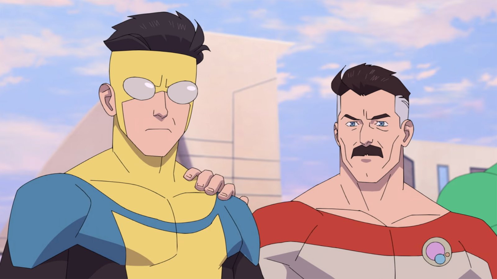 Omni-Man putting his hand on Invincible's shoulder in Invincible season 4 trailer