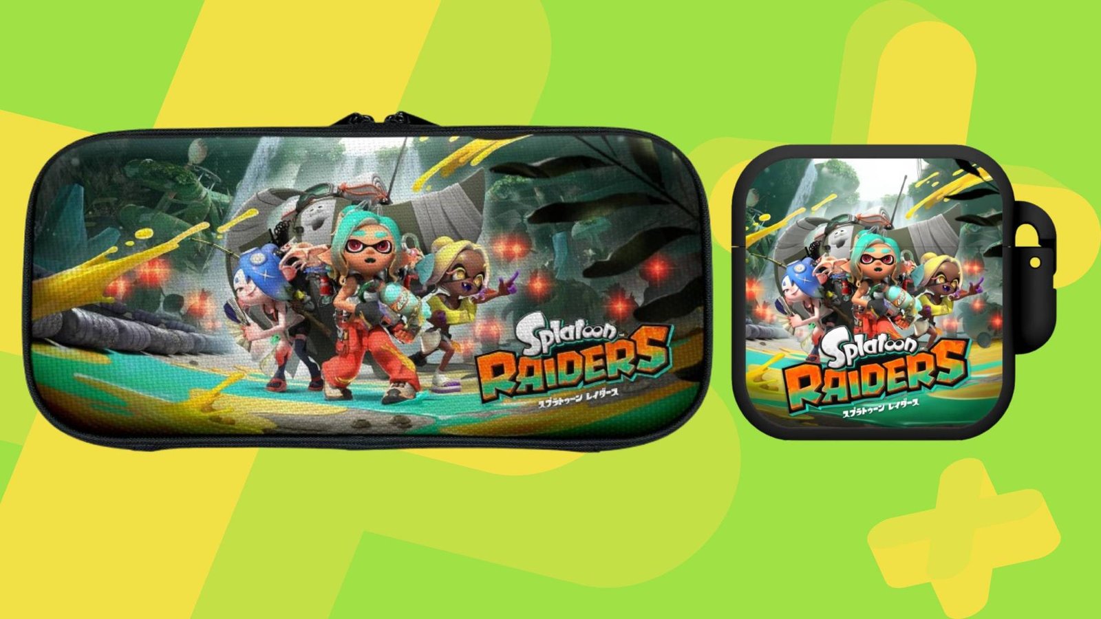 Image of the Keys Factory Splatoon Raiders case and game-card case on a green GamesRadar+ background.