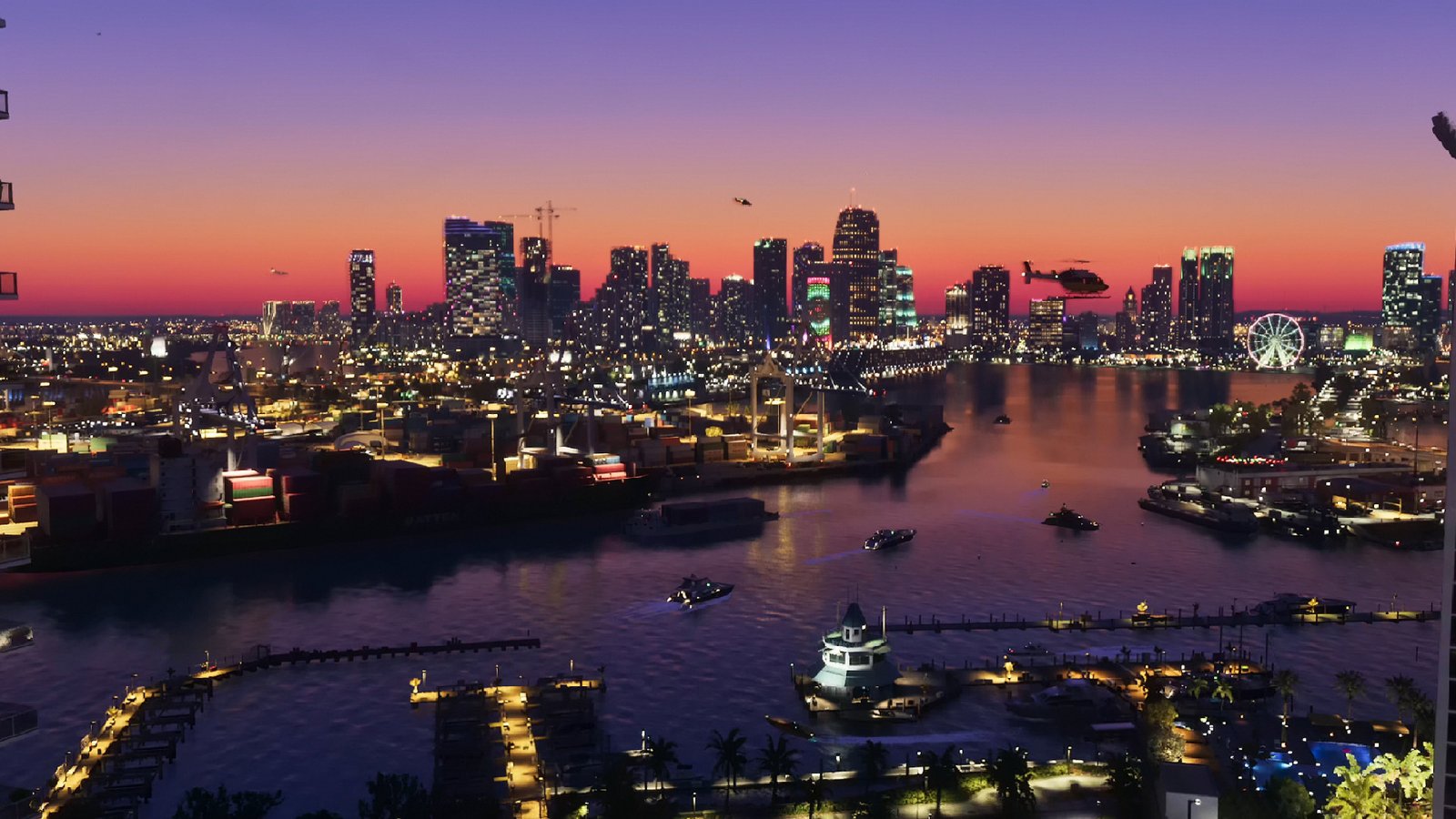 A wide shot of Vice City in GTA 6